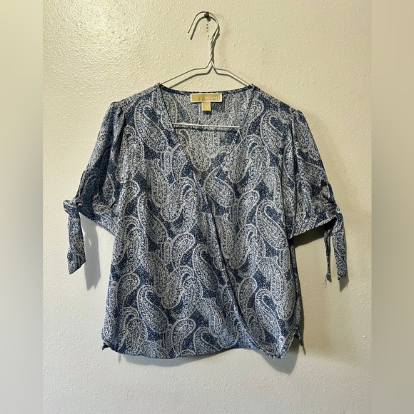 Michael Kors Paisley Wrap Short Sleeve Blouse - Medium - Picture 4 of 9